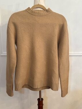 Jil Sander Mens Camel 100% Wool Crewneck Sweater Made in Italy 2023 IT 48 / M